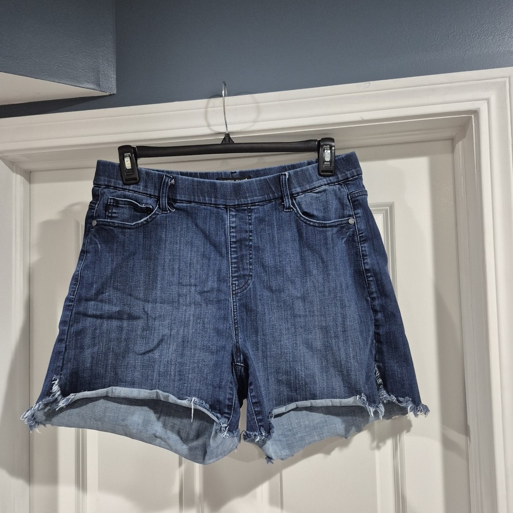 Judy Blue Shorts Womens 2XL Denim Jean Pull On Frayed Raw Dolphin Hem Stretch